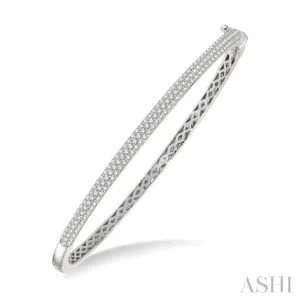 1 Ctw Round Cut Diamond Fashion Bangle in 14K White Gold