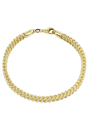 14K Gold Bracelet Semi Solid  Franco Diamond Cut