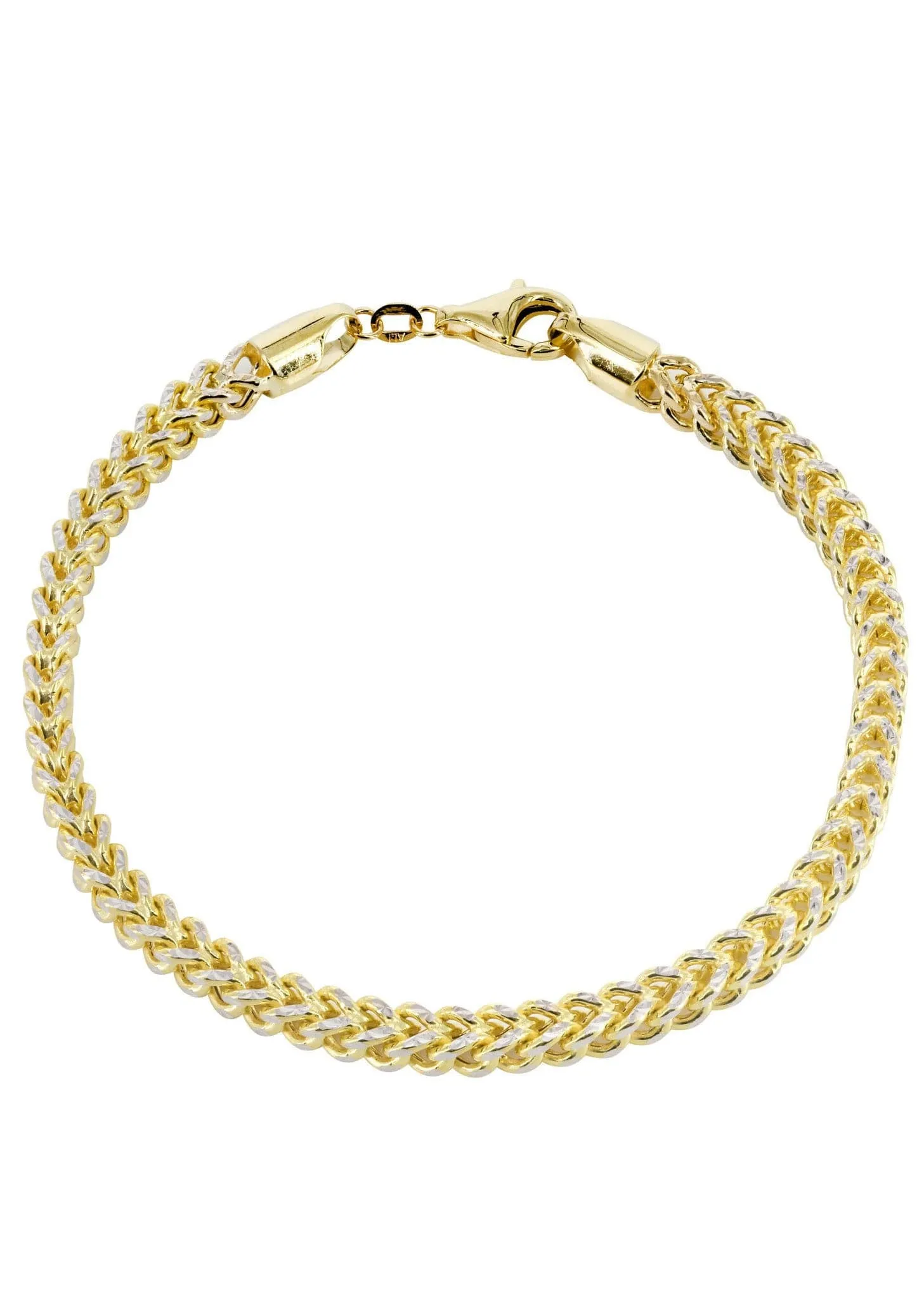 14K Gold Bracelet Semi Solid  Franco Diamond Cut