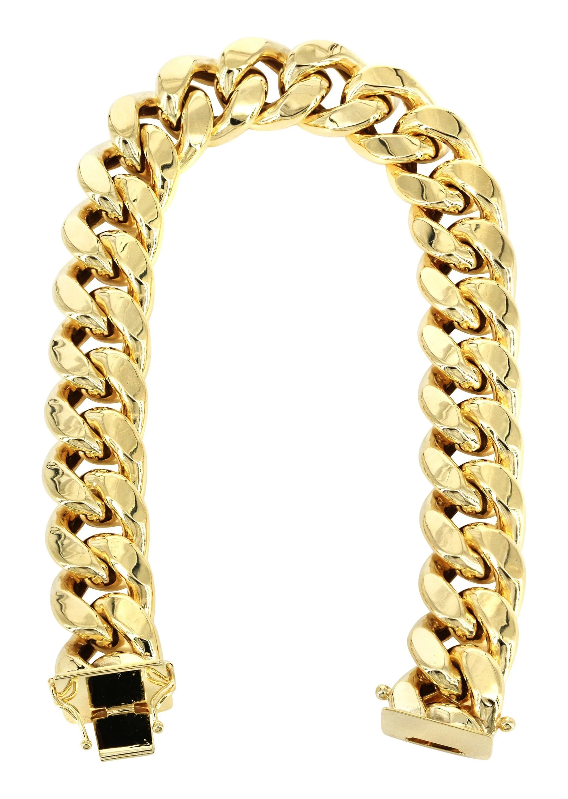 14K Gold Bracelet Semi Solid  Miami Cuban Link