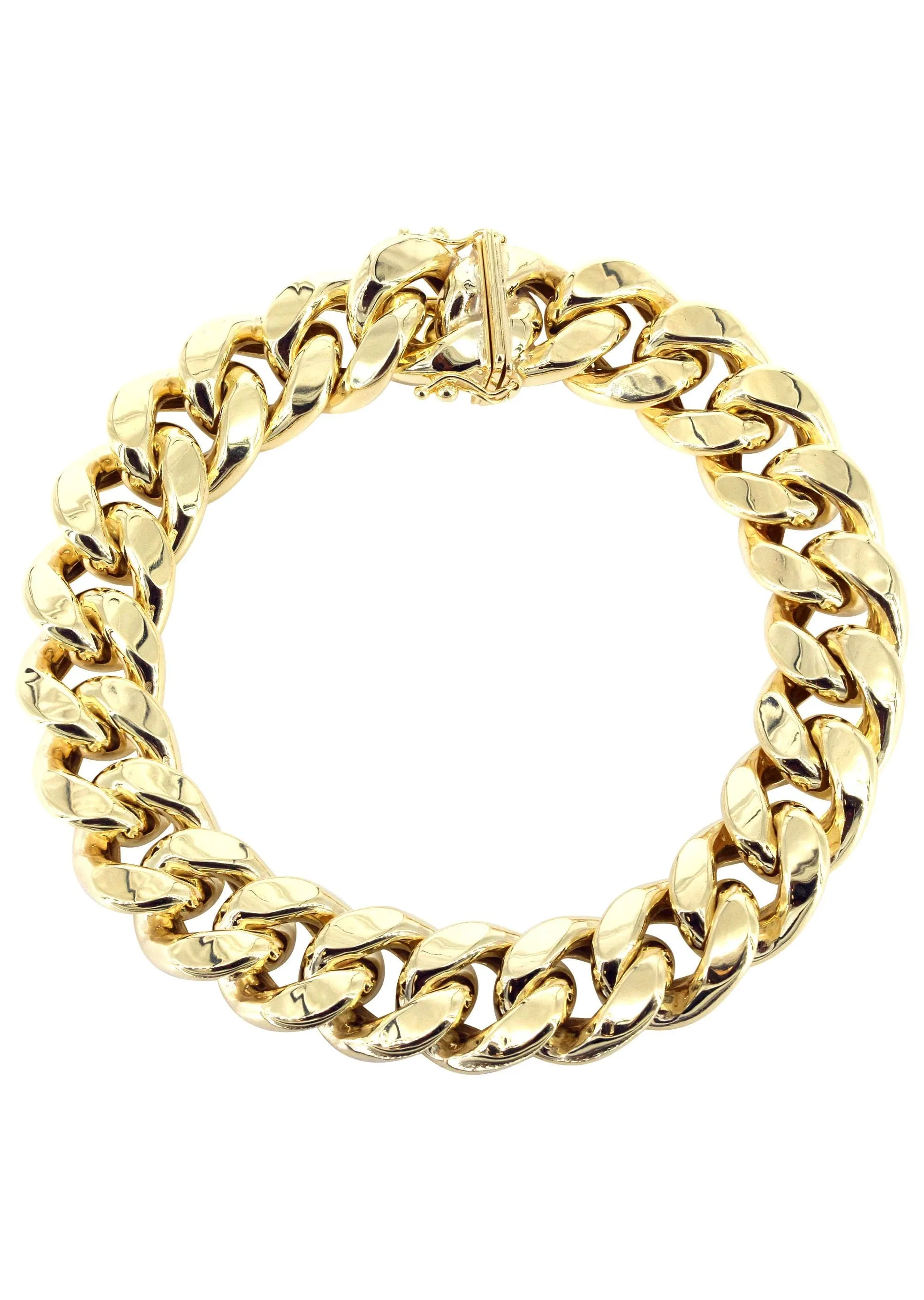 14K Gold Bracelet Semi Solid  Miami Cuban Link