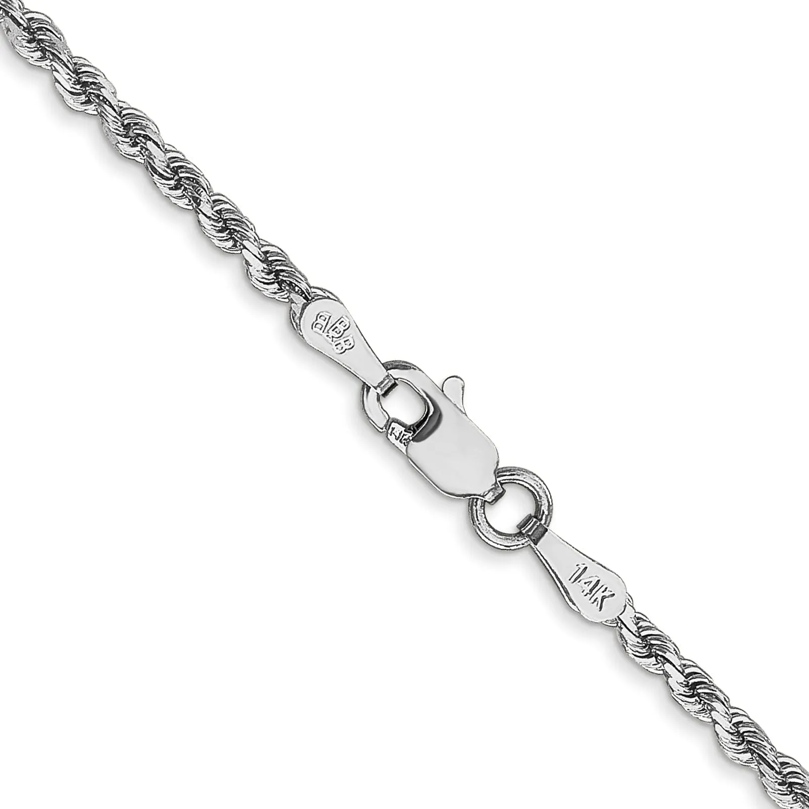 14k White Gold 2.00mm Diamond Cut Rope Chain