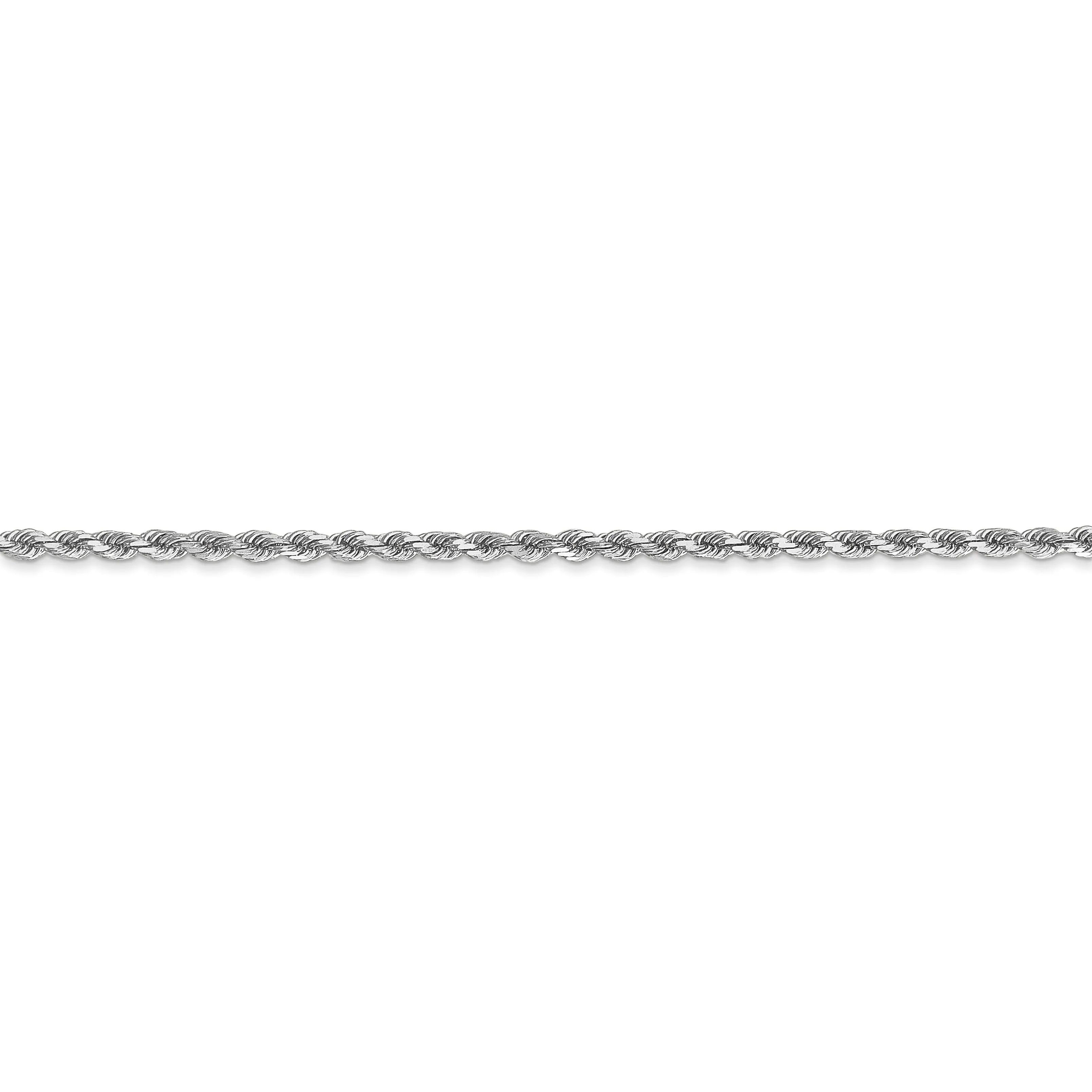 14k White Gold 2.00mm Diamond Cut Rope Chain