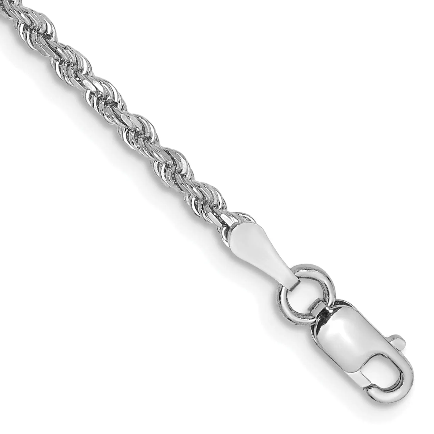 14k White Gold 2.00mm Diamond Cut Rope Chain