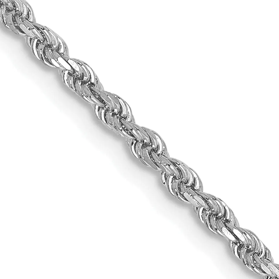 14k White Gold 2.00mm Diamond Cut Rope Chain