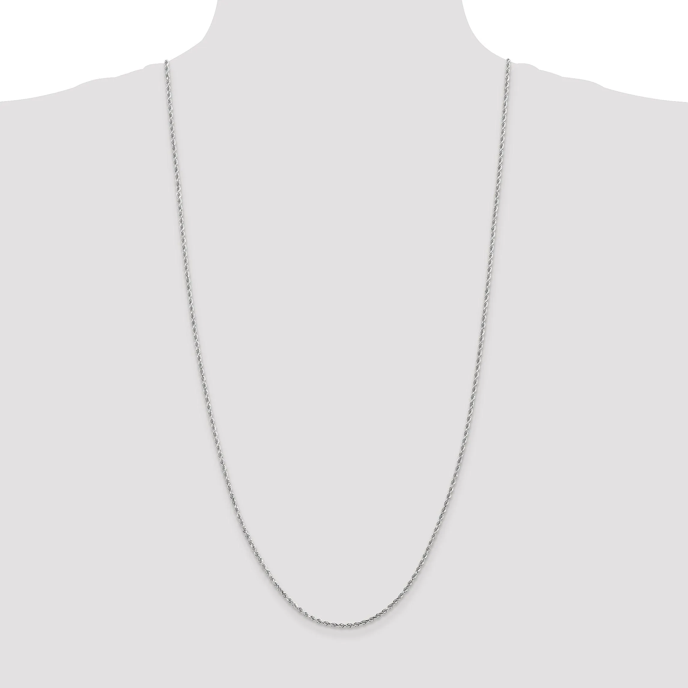 14k White Gold 2.00mm Diamond Cut Rope Chain