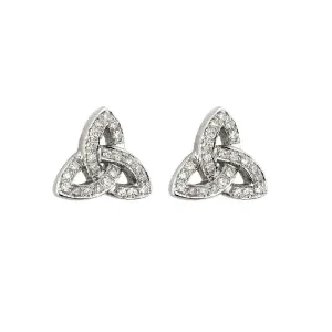 14k White Gold Diamond Trinity Knot Earrings