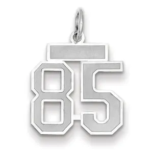 14k White Gold Satin Brush Finish Small Size Number 85 Charm Pendant