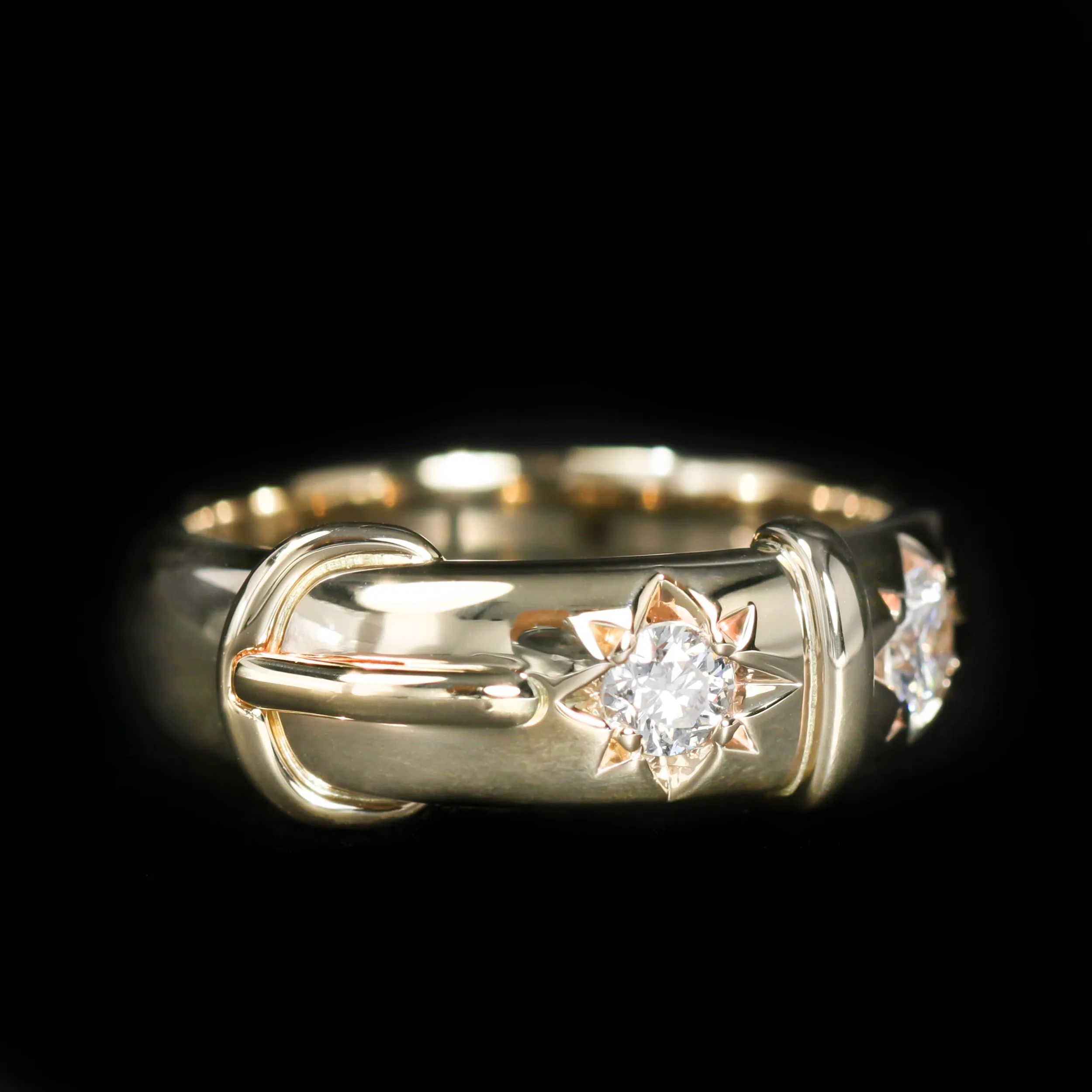 14K Yellow Gold 0.32 CTW Diamond Buckle Ring