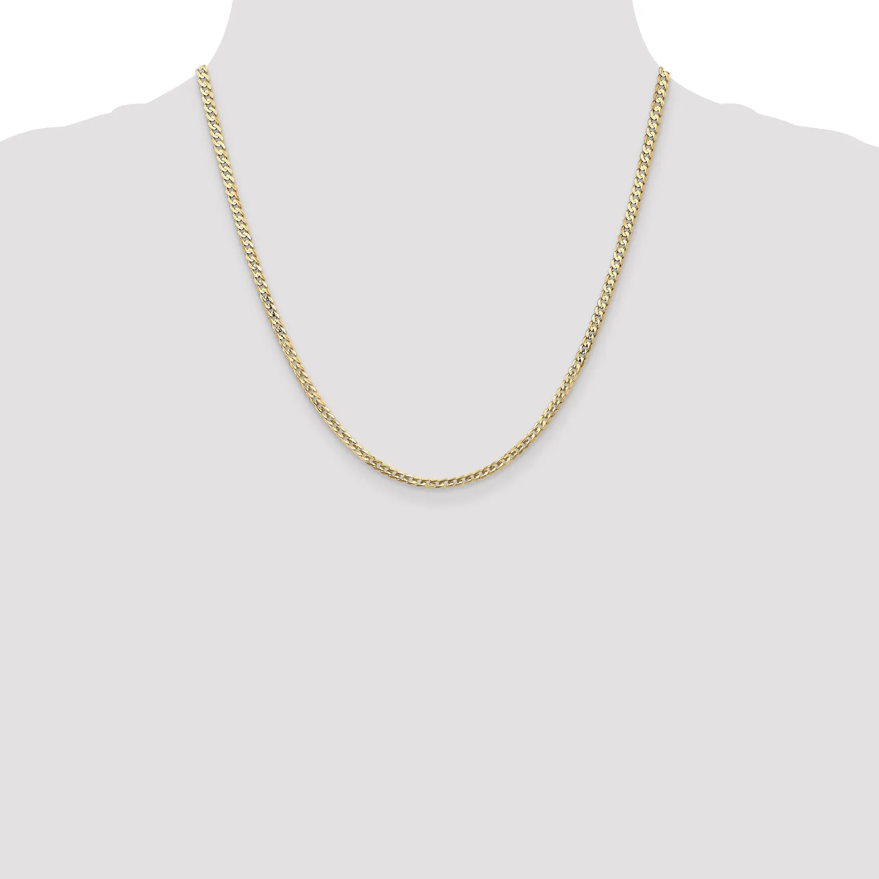 14k Yellow Gold 3.00mm Open Concave Curb Chain