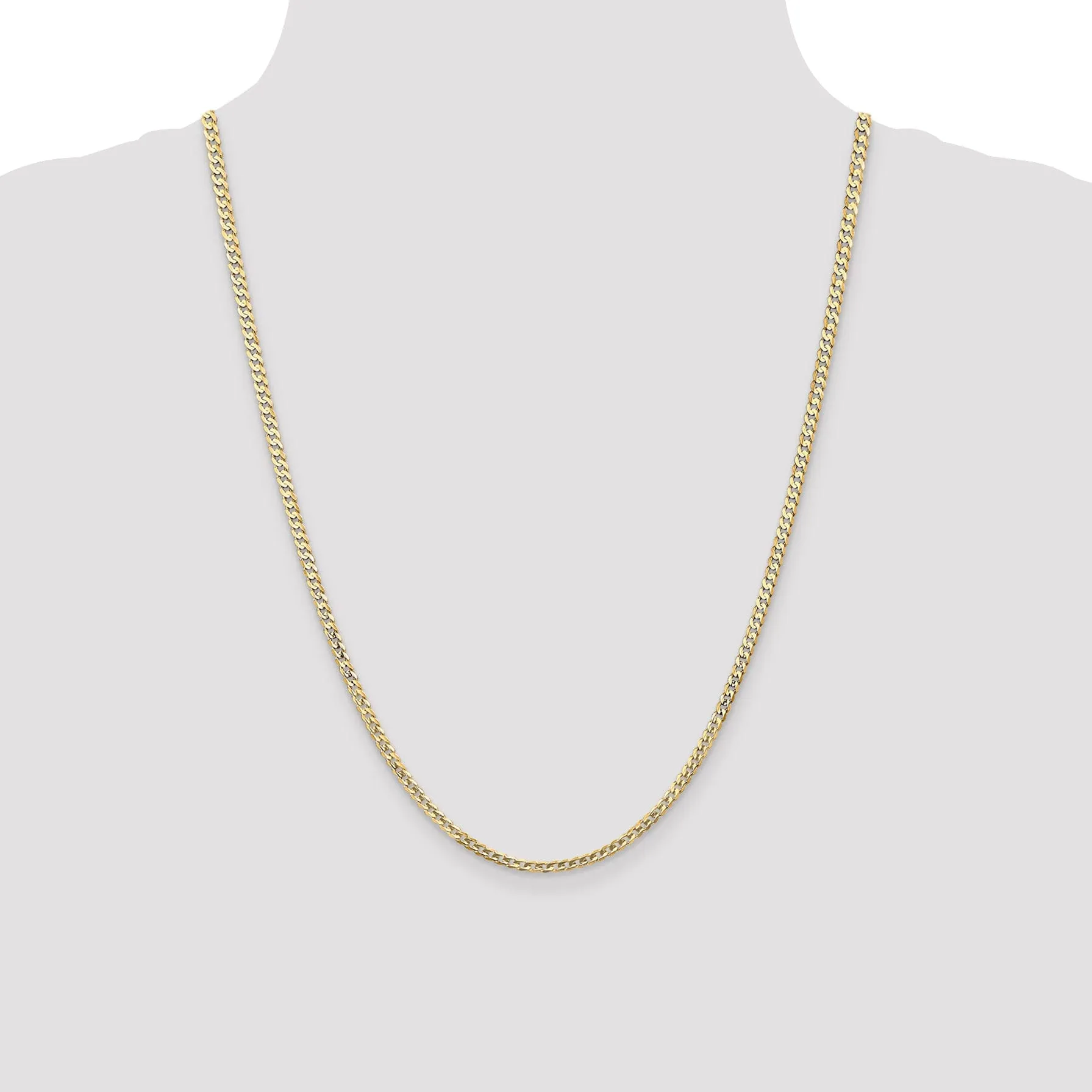 14k Yellow Gold 3.00mm Open Concave Curb Chain