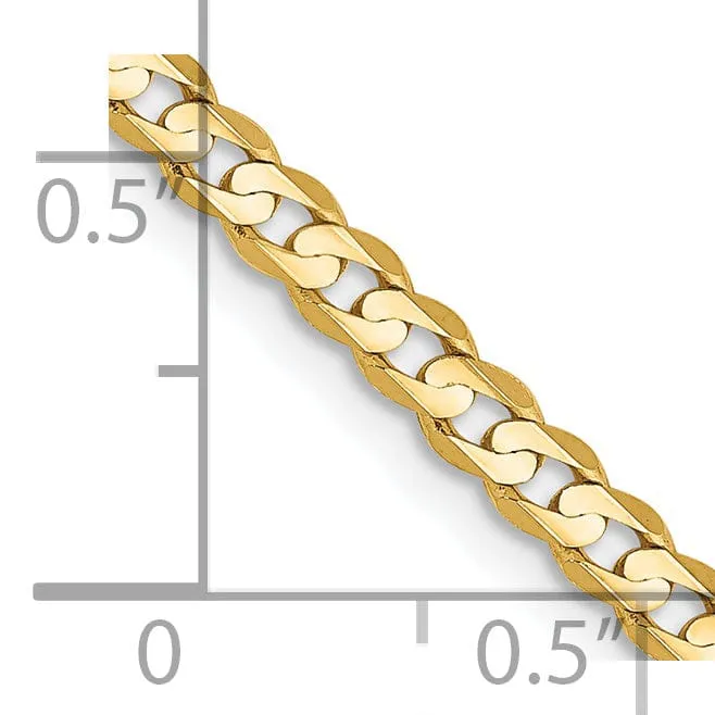 14k Yellow Gold 3.00mm Open Concave Curb Chain