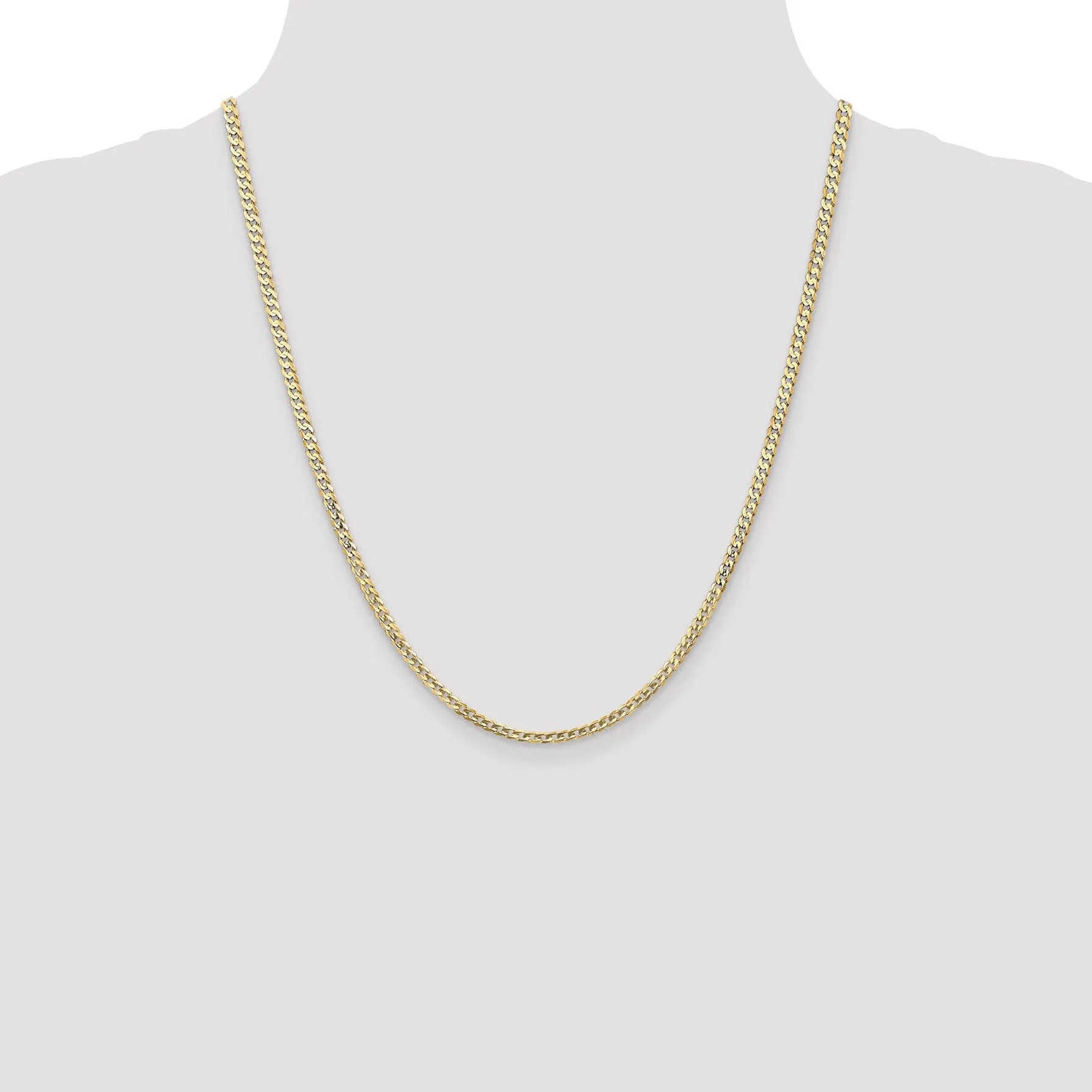 14k Yellow Gold 3.00mm Open Concave Curb Chain