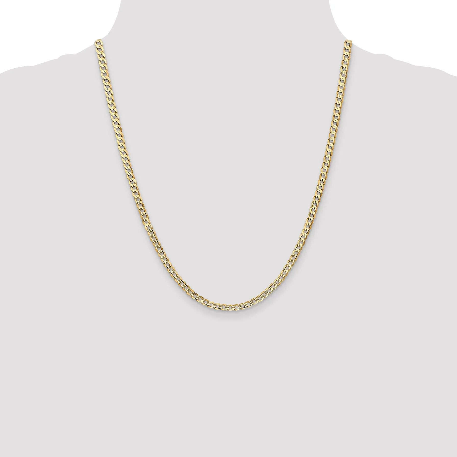 14k Yellow Gold 3.80mm Open Concave Curb Chain