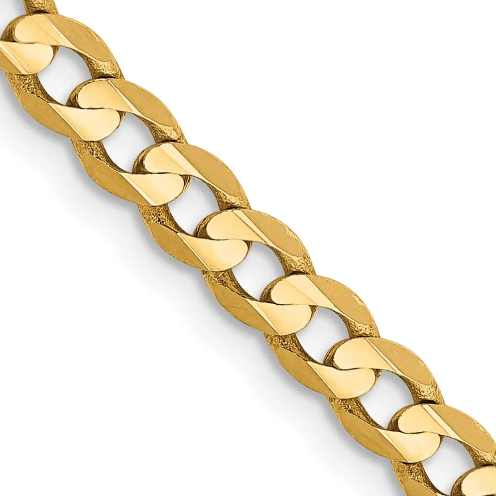 14k Yellow Gold 3.80mm Open Concave Curb Chain