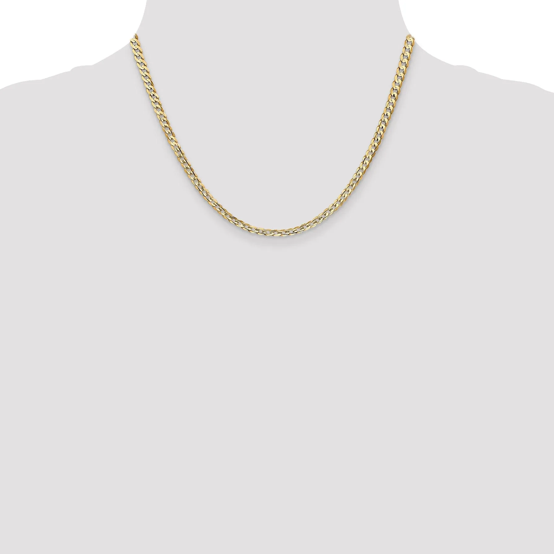 14k Yellow Gold 3.80mm Open Concave Curb Chain