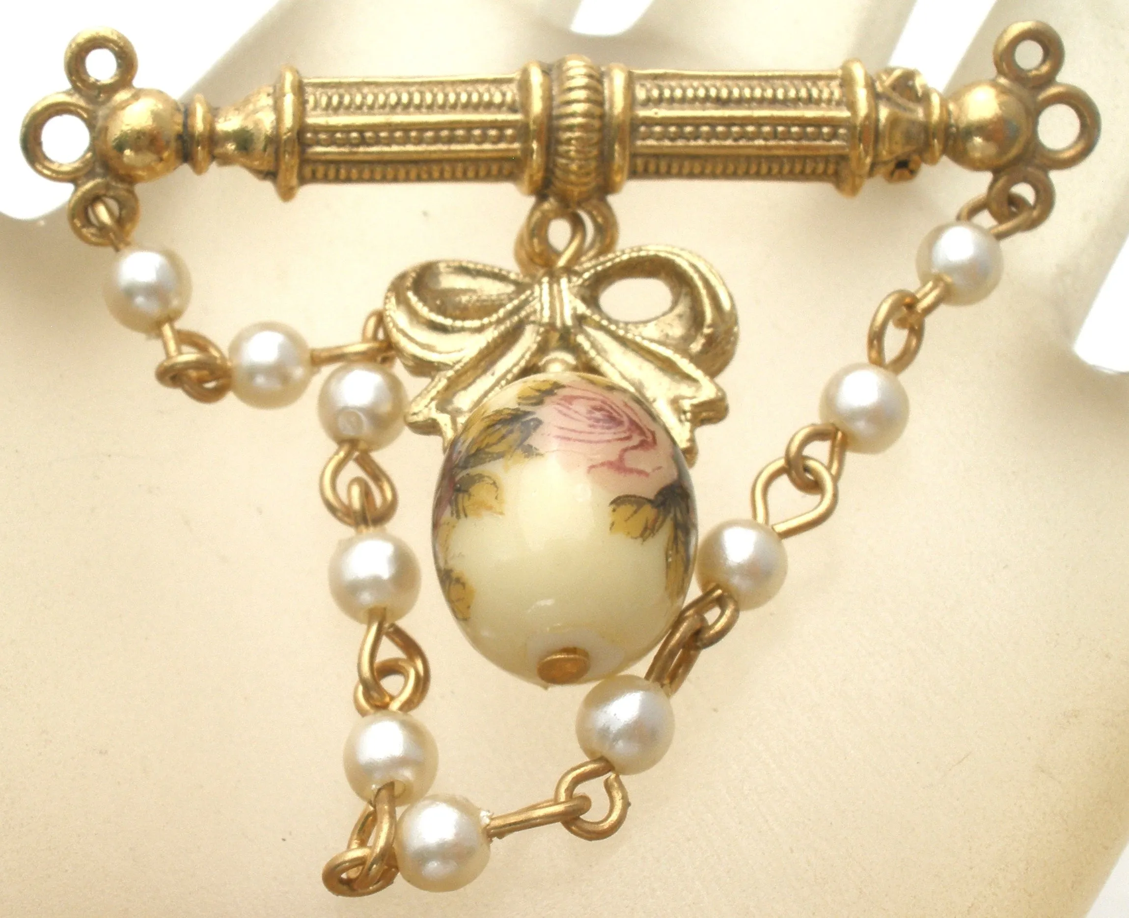 1928 Co Rose & Pearl Brooch Vintage