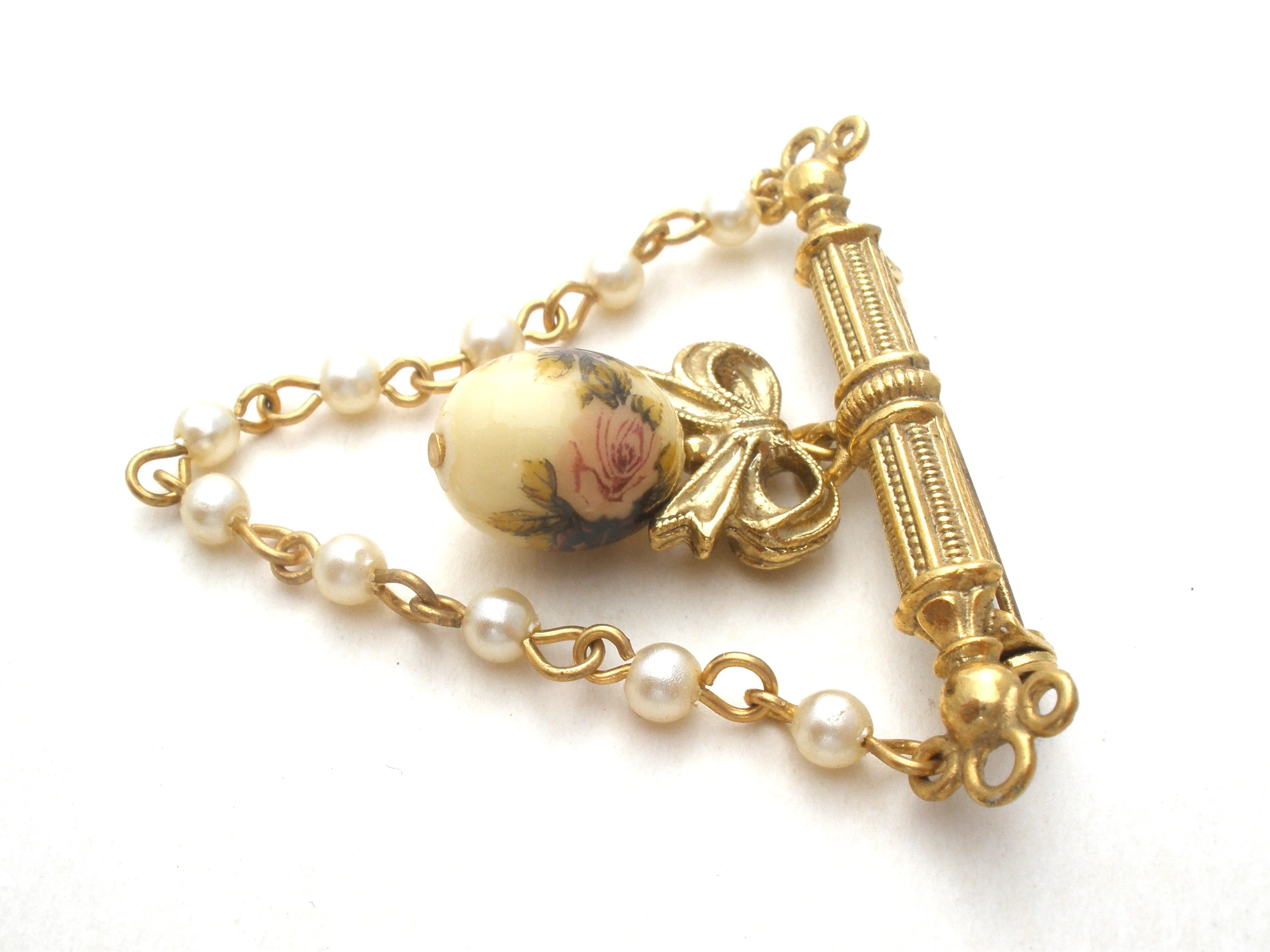 1928 Co Rose & Pearl Brooch Vintage