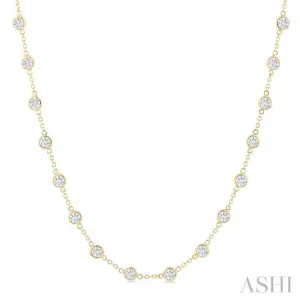 5 ctw Bezel Set Round Cut Diamond Station Necklace in 14K Yellow Gold