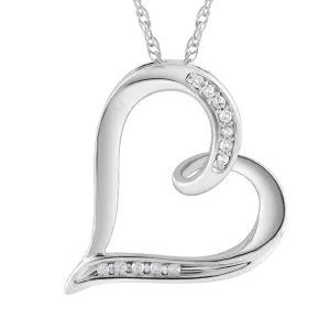 9ct White Gold Diamond Heart Necklace