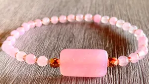 Anika Handmade Pink Angelite and Strawberry Quartz Expandable Bracelet