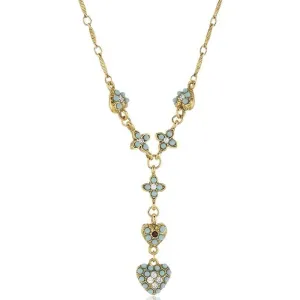 Antiquities Couture Crystal Turquoise And Red Heart Y Necklace 18"