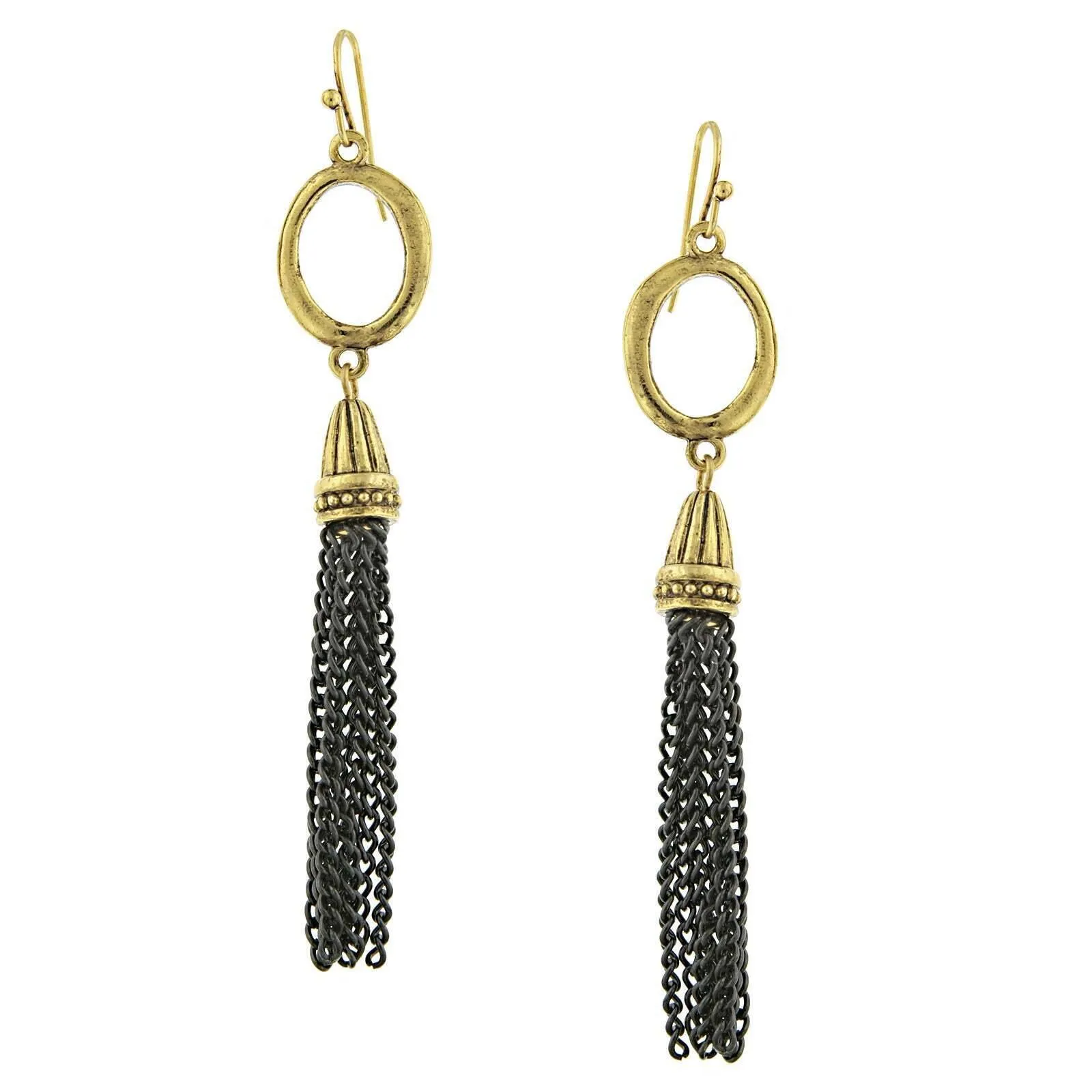 Antiquities Couture Two Tone Tassel Drop Earrings