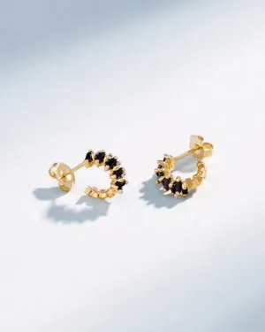 Bold ZigZag Black Sapphire Mini Hoops