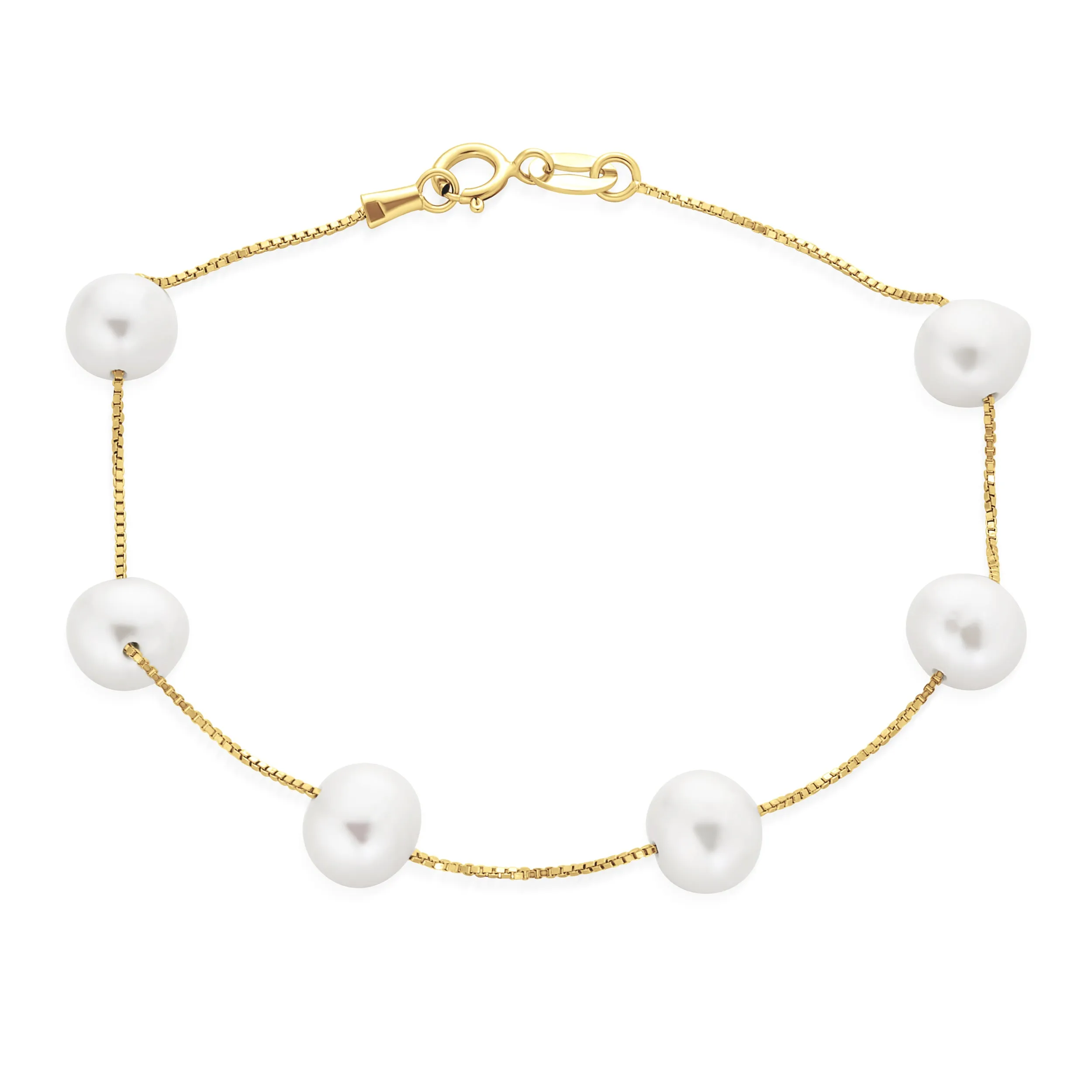 Bridal Chain Link Bracelet with Freshwater Pearls & Jade Gold Plated Silver