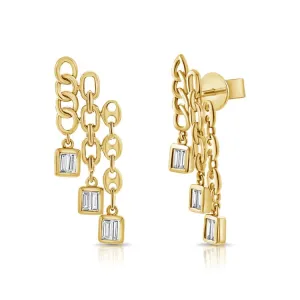 Chain Statement Baguette Earrings