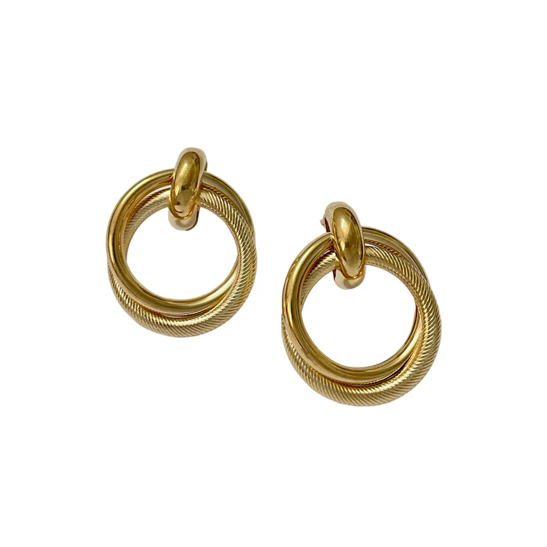 Contemporary Bold Gold-Toned Oversized Circular Layered Stud Earrings