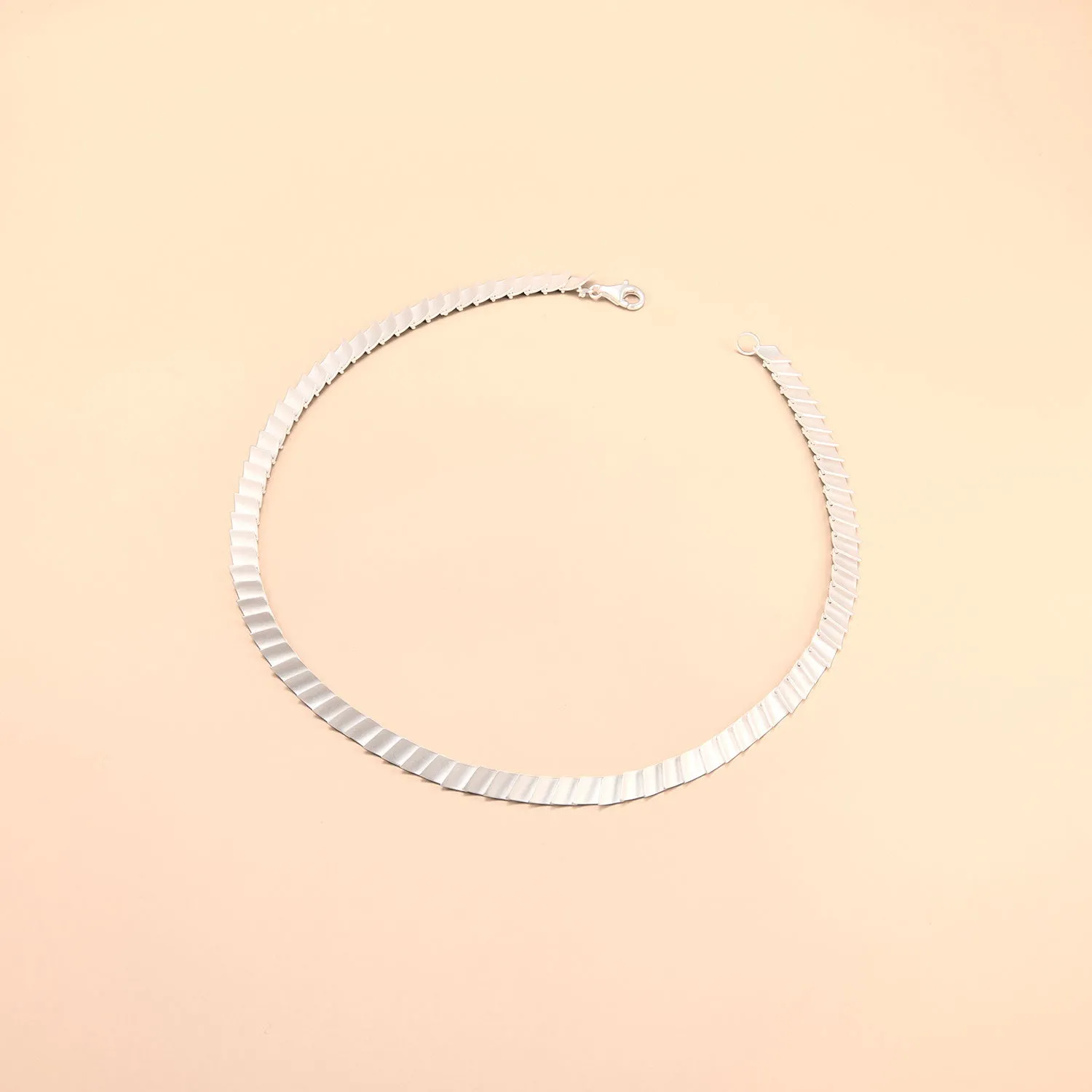 Curved Marquise Silver Necklace