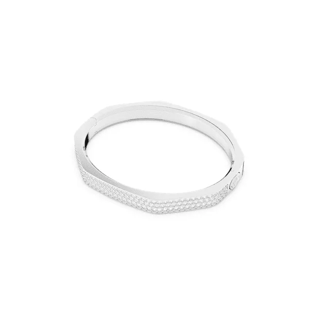 Dextera Octagon Pavé White Rhodium Plated Bangle