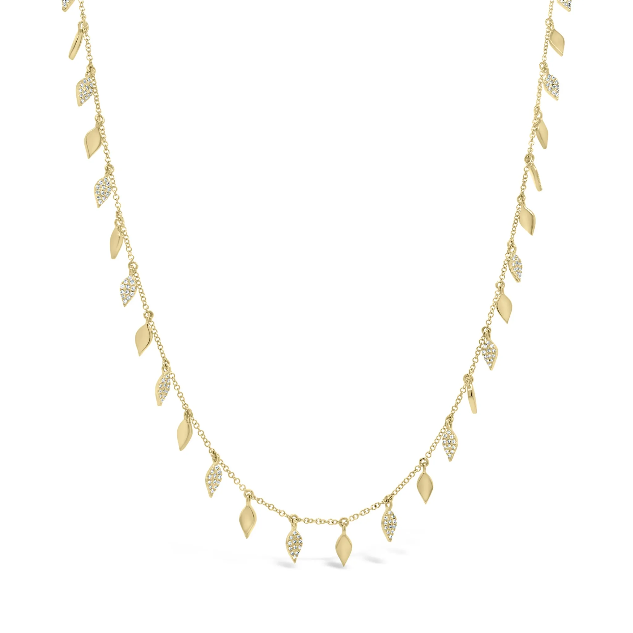 Diamond & Gold Leaf Dangle Necklace