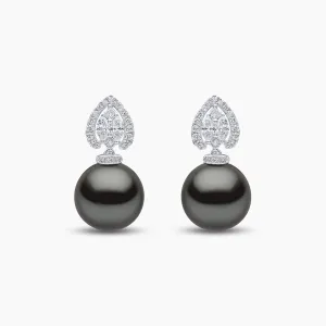 Duchess 18K Gold Tahitian Pearl and Diamond Halo Earrings