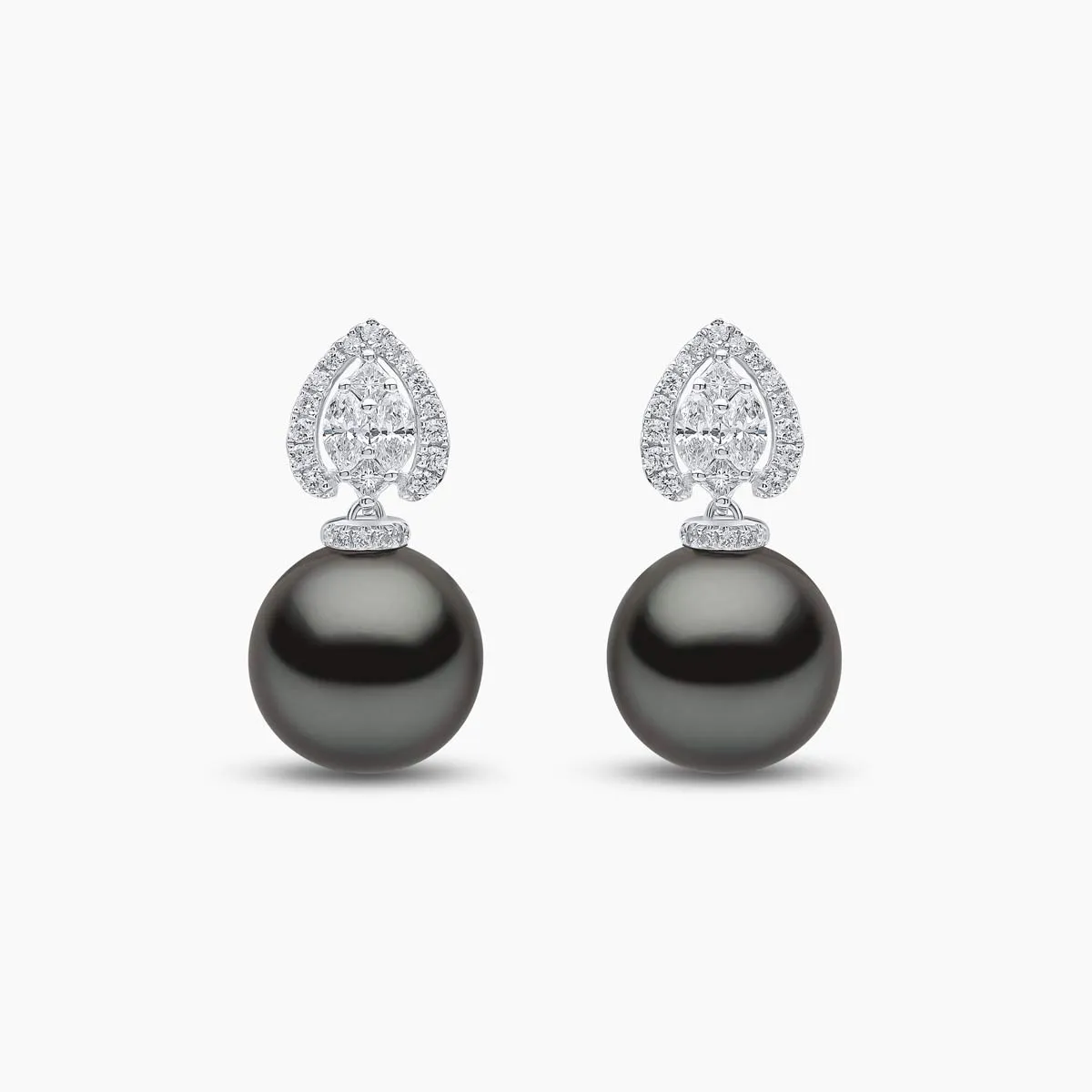 Duchess 18K Gold Tahitian Pearl and Diamond Halo Earrings