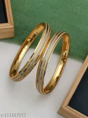 Elite Chunky Gold Plated Brass &amp; Copper Bangles Set