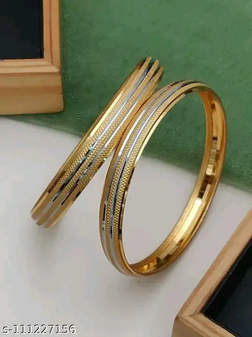 Elite Chunky Gold Plated Brass &amp; Copper Bangles Set