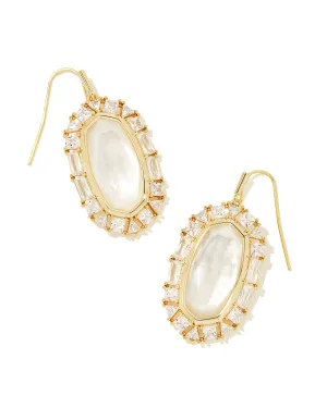 Elle Crystal Framed Drop Earring in Gold Ivory MOP