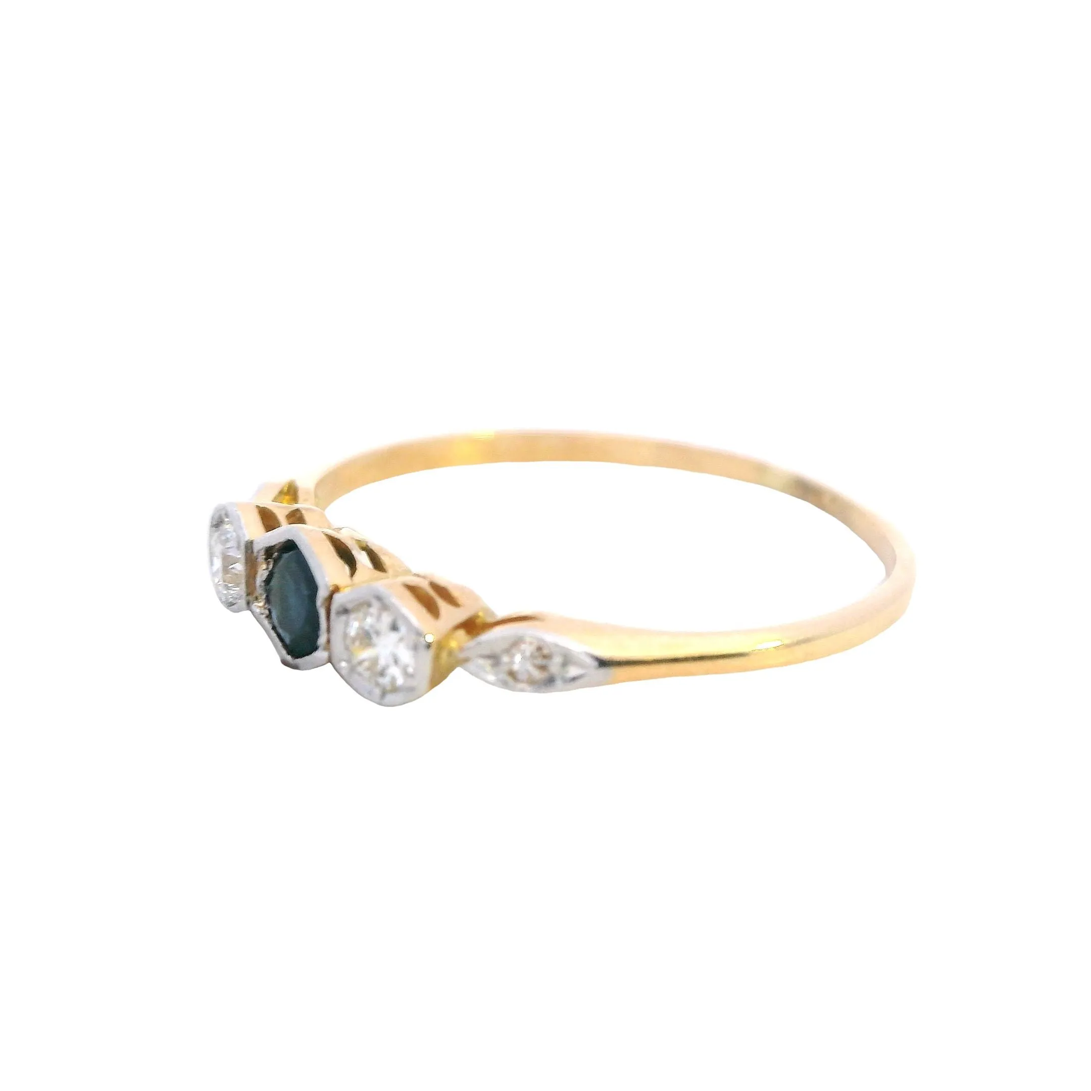 Exquisite Handmade Yellow Gold & Platinum Sapphire and Diamond Ring