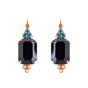 Extra Luxurious Emerald Cut with Trio Stone Cluster Leverback Earrings in "Rocky Road" *Custom*