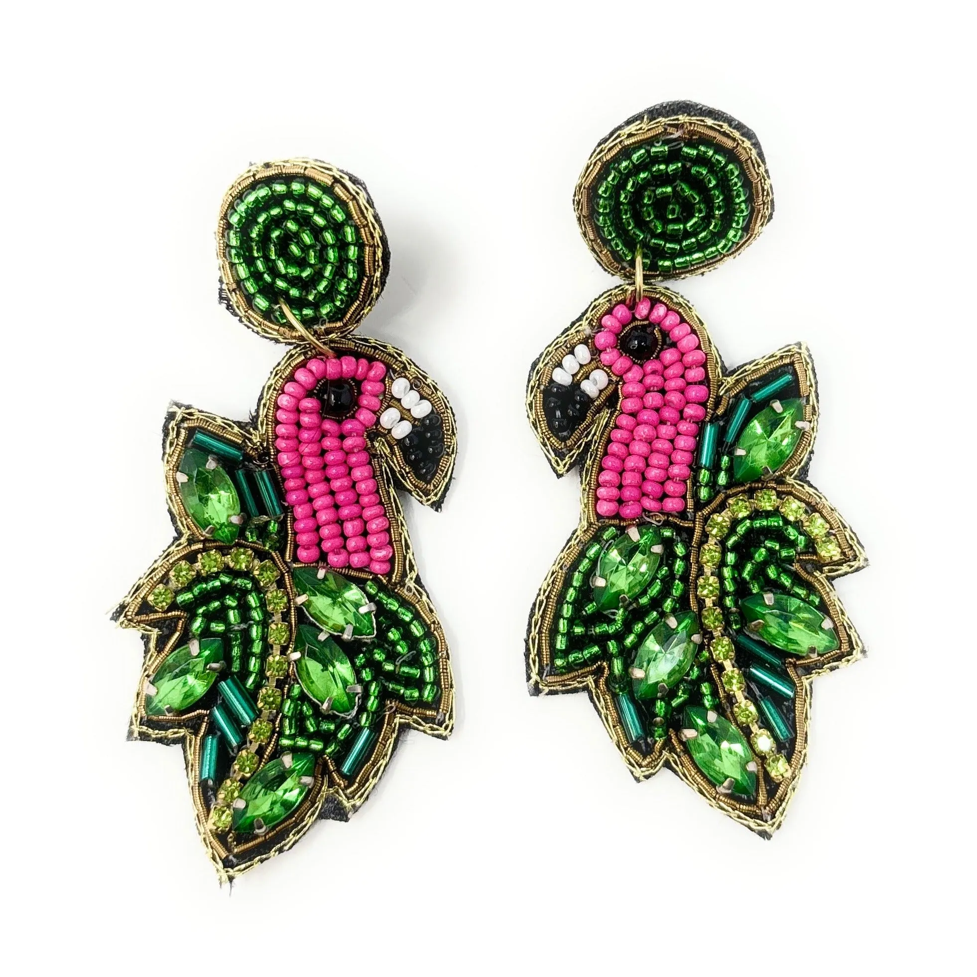 Flamingo Beaded Earrings