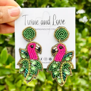 Flamingo Beaded Earrings