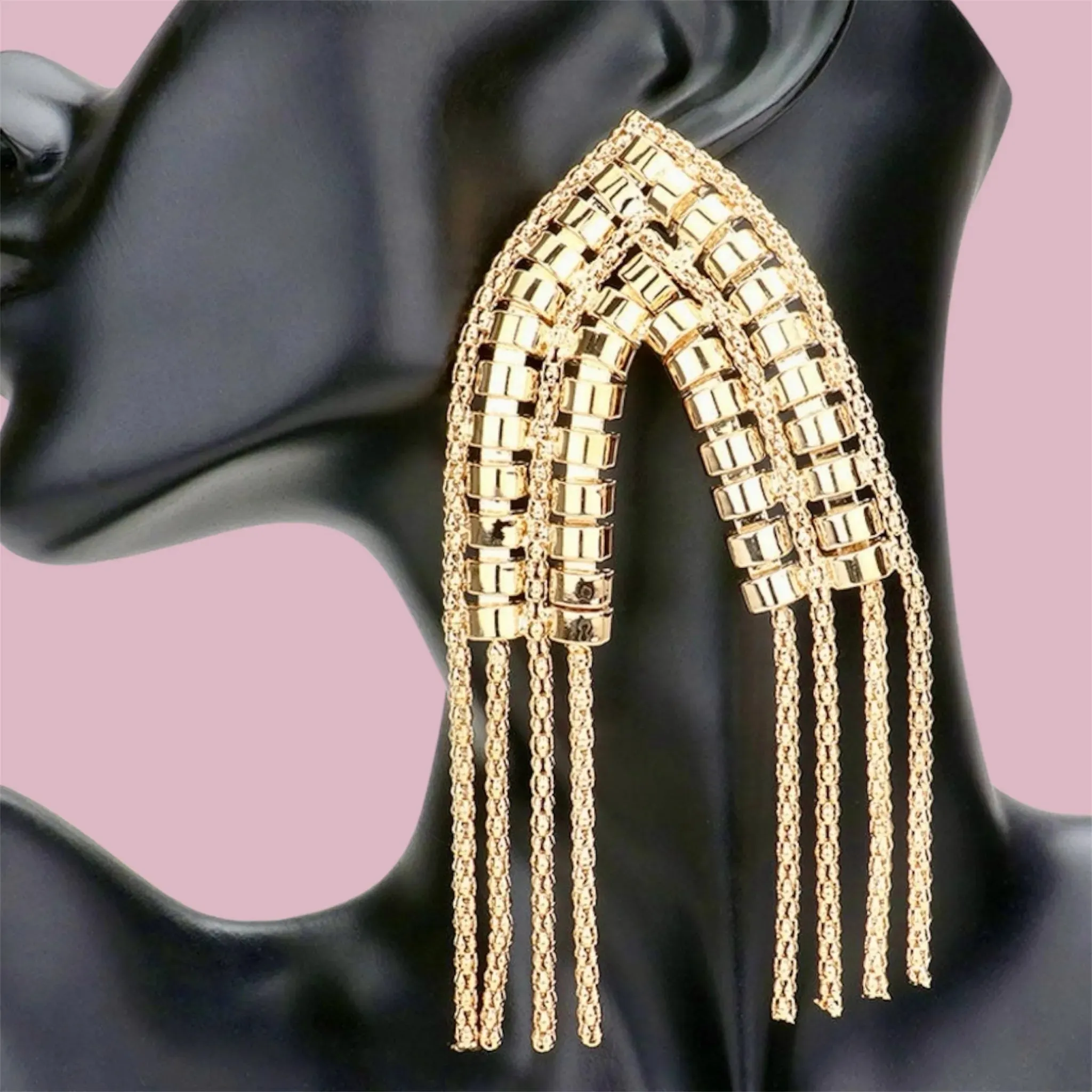 Foremost Statement Earrings: Bold Gold Elegance with Gold Plating