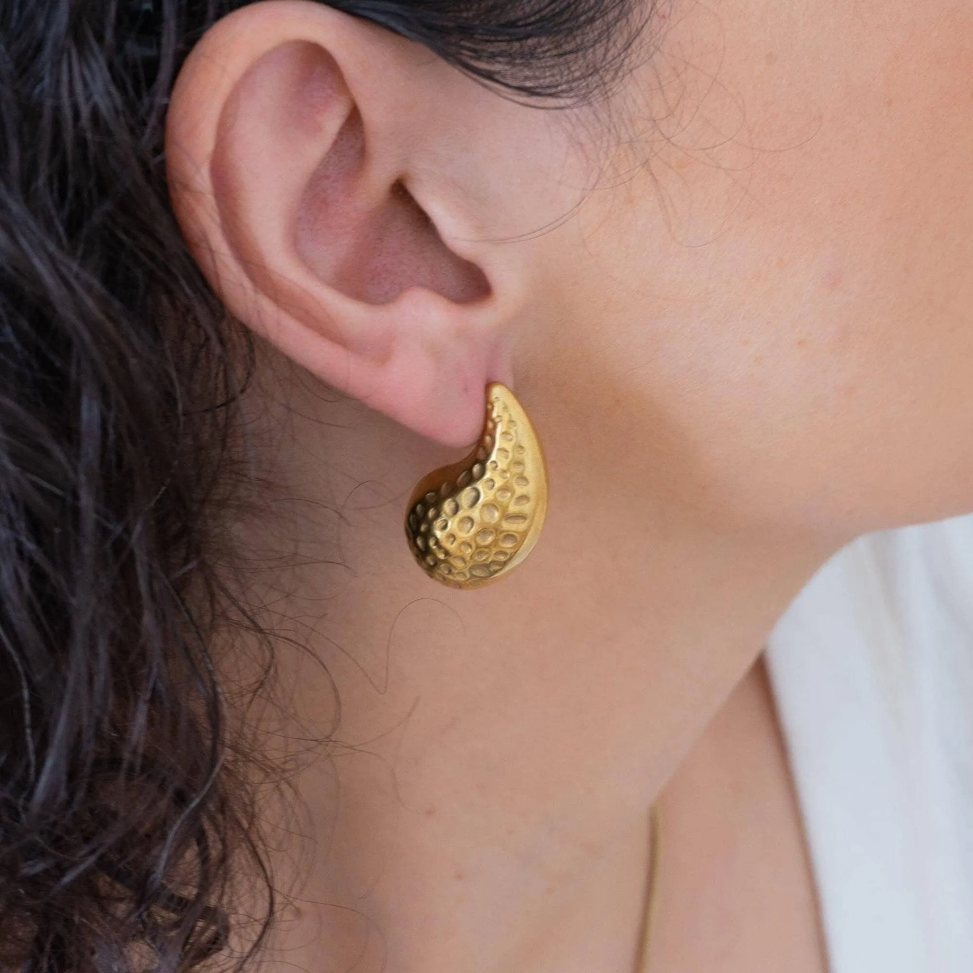 Forged Gold Bold Drop Earrings