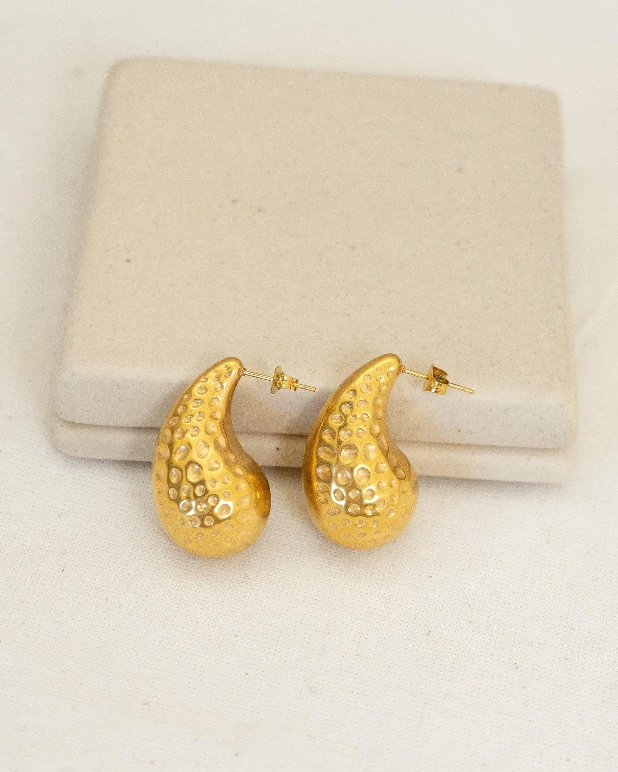 Forged Gold Bold Drop Earrings