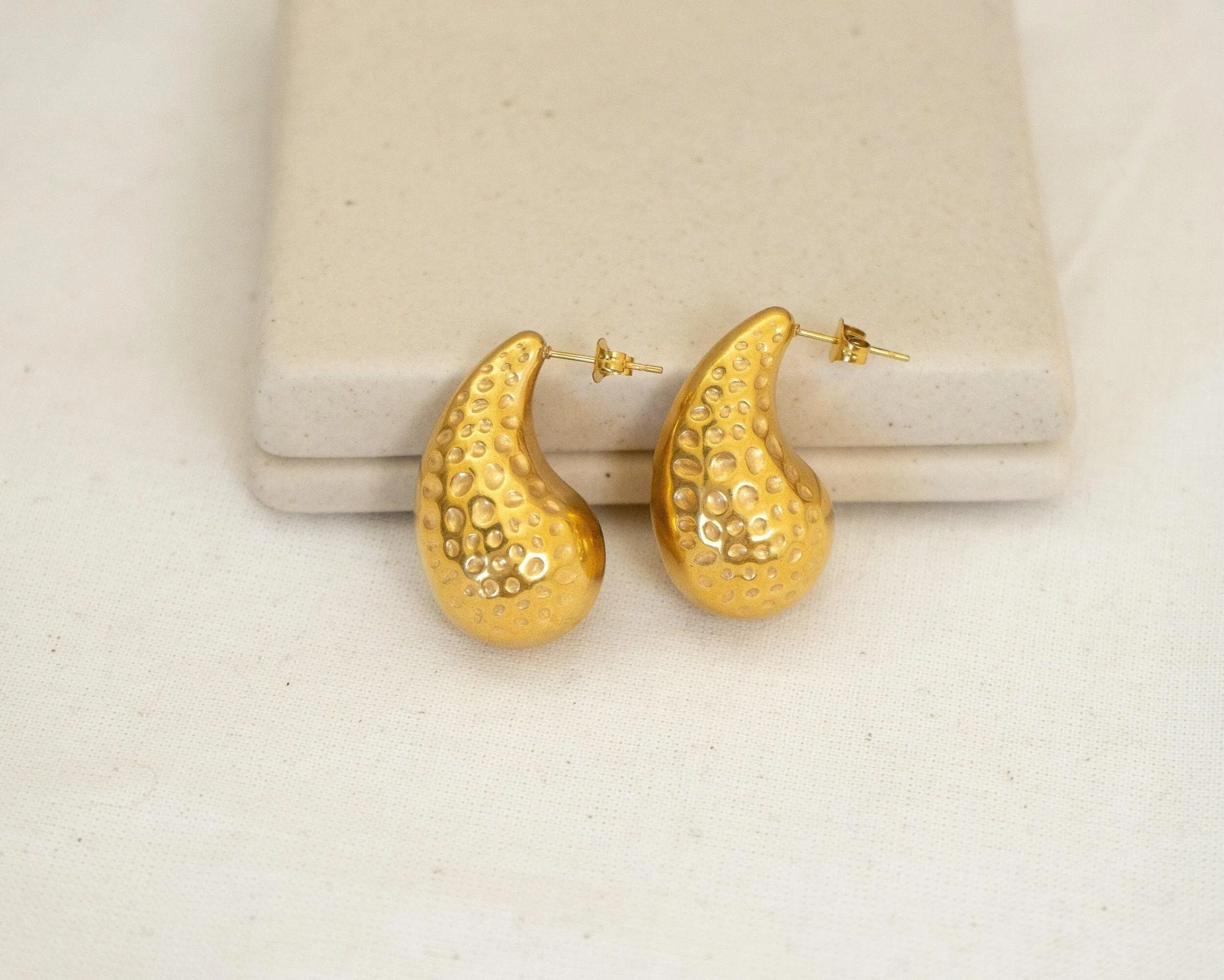 Forged Gold Bold Drop Earrings