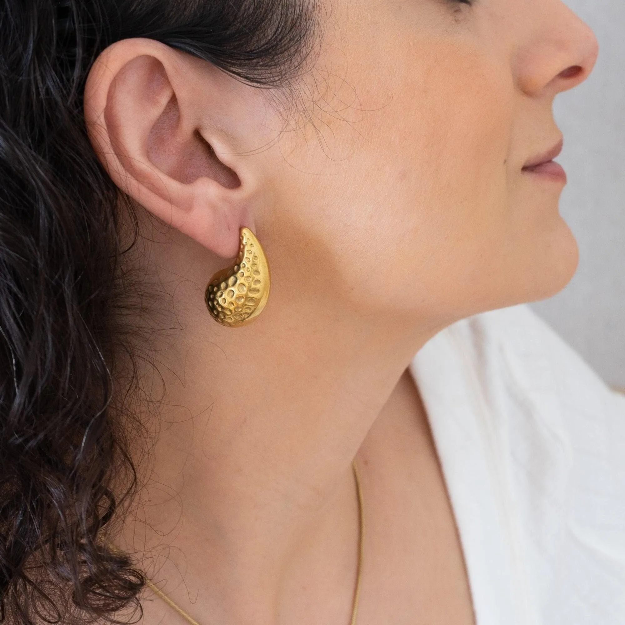 Forged Gold Bold Drop Earrings