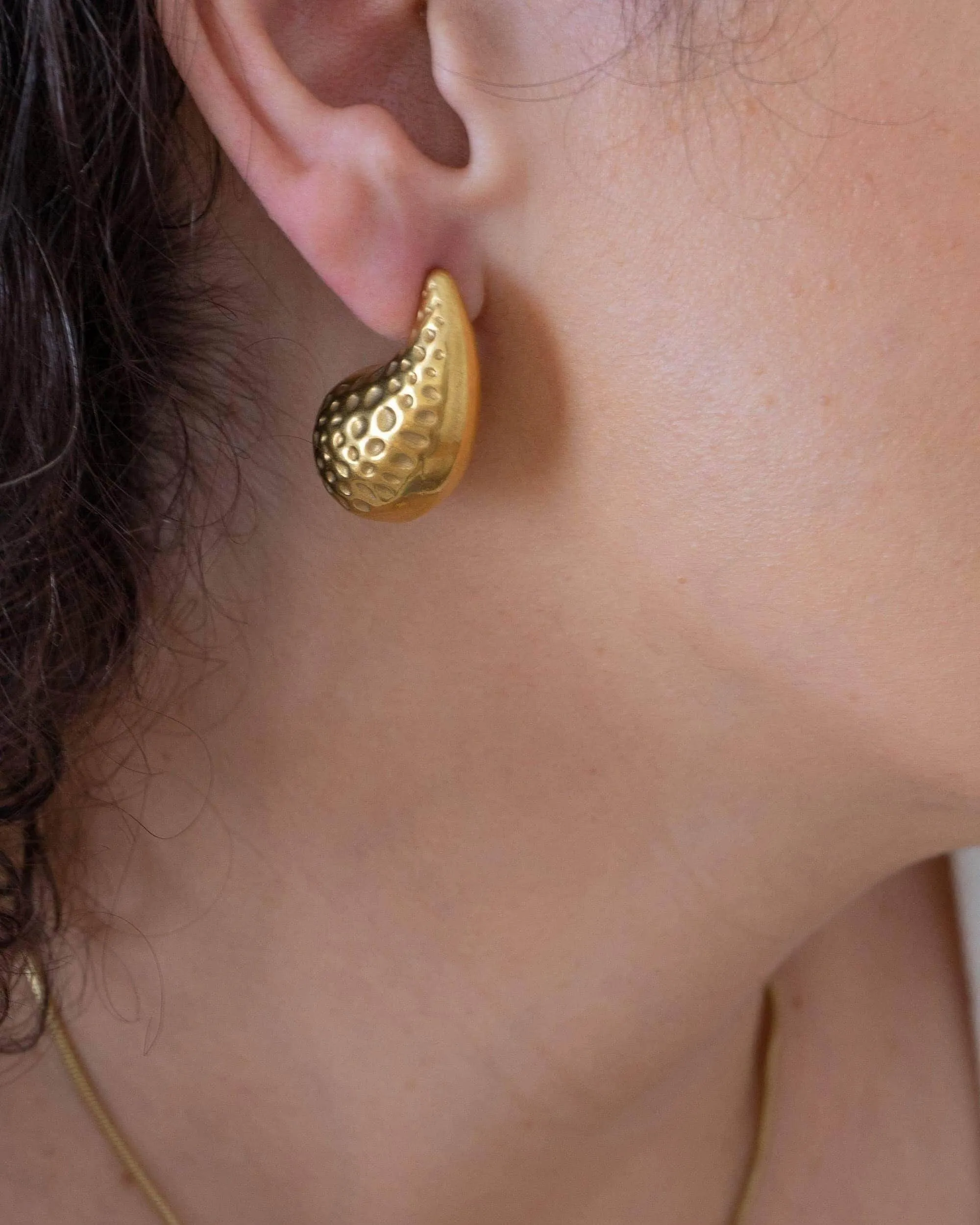 Forged Gold Bold Drop Earrings