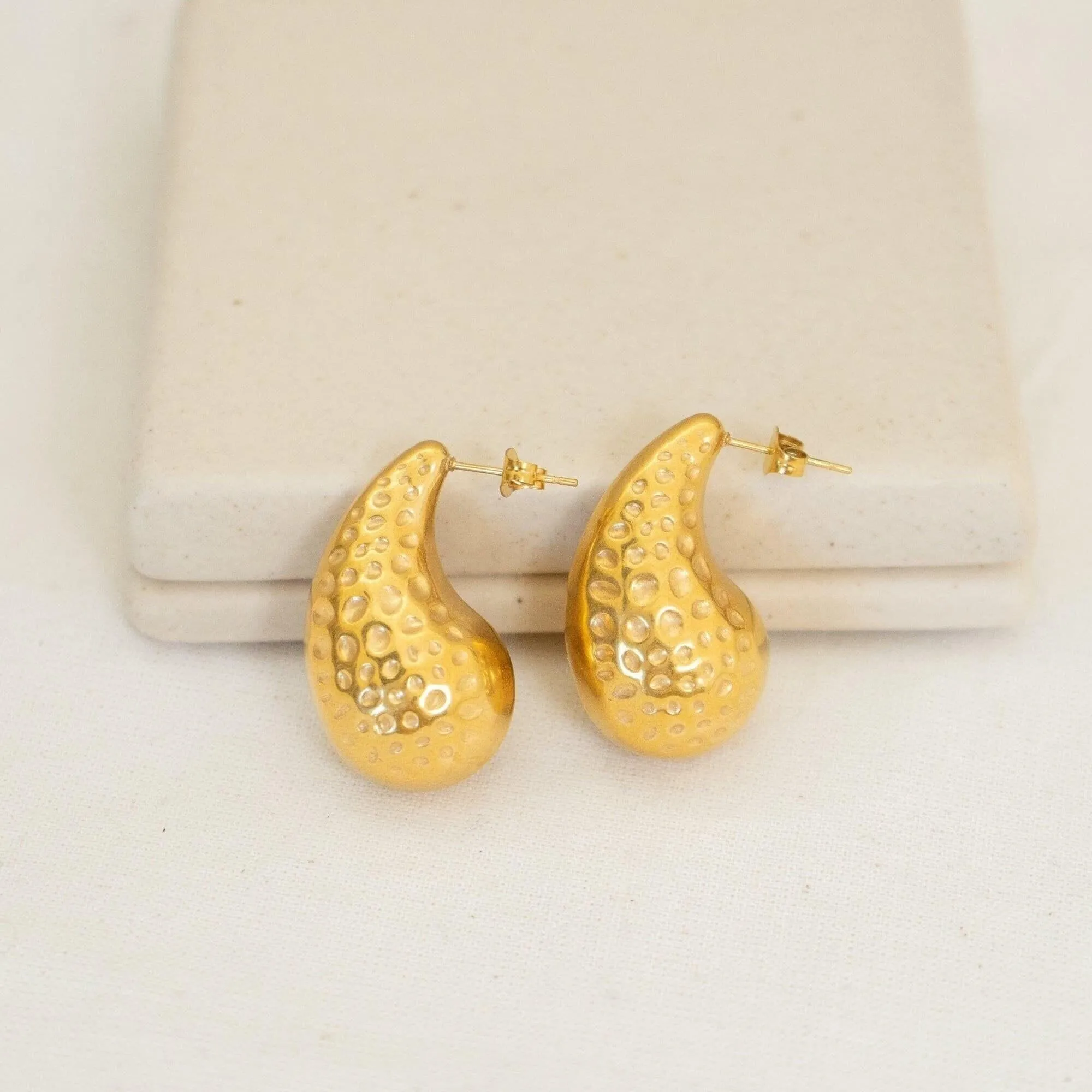 Forged Gold Bold Drop Earrings